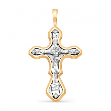 3507-100 золотой крестик в кельтском стиле с бриллиантами
