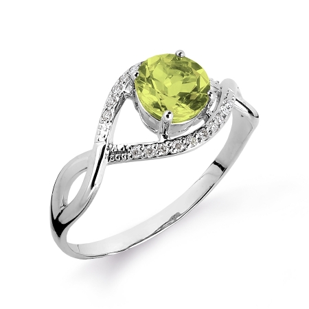 Т301015119 кольцо из белого золота с хризолитом и бриллиантом