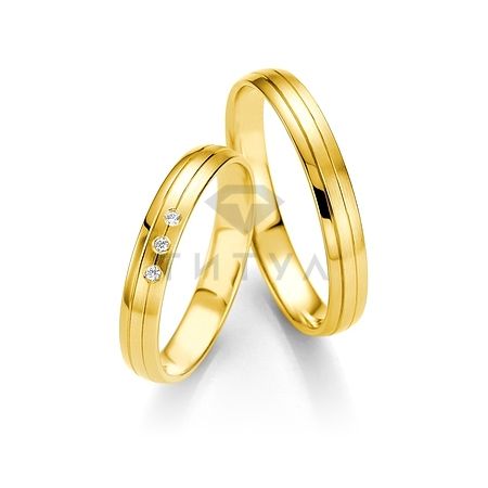 Т-26822 золотые парные обручальные кольца (ширина 3 мм.) (цена за пару)