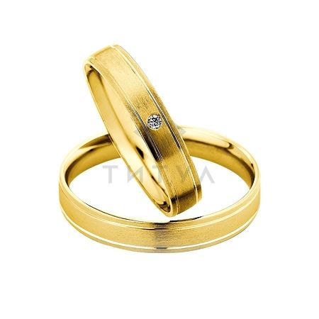 Т-27105 золотые парные обручальные кольца (ширина 4 мм.) (цена за пару)