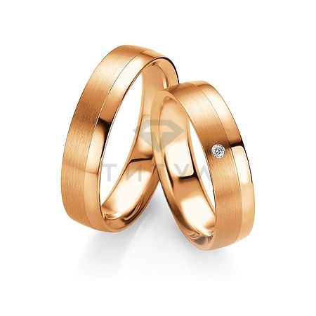 Т-28673 золотые парные обручальные кольца (ширина 5 мм.) (цена за пару)