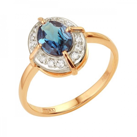 Т-13448 золотое кольцо с александритом и бриллиантами