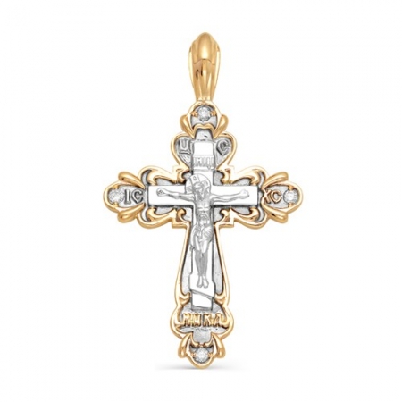 Золотой крестик в кельтском стиле с бриллиантами