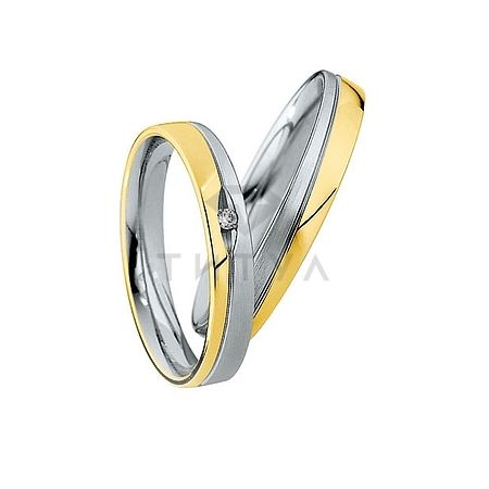 Т-27112 золотые парные обручальные кольца (ширина 3 мм.) (цена за пару)