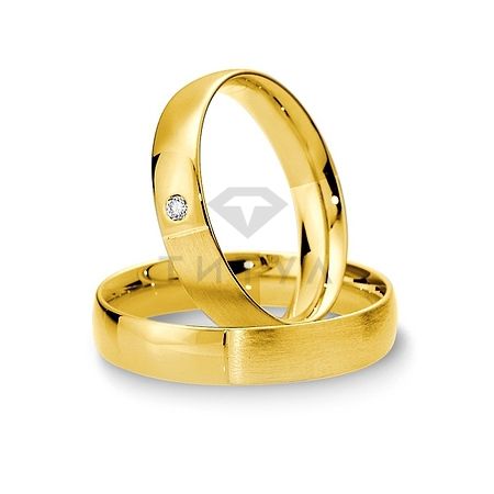 Т-27516 золотые парные обручальные кольца (ширина 4 мм.) (цена за пару)