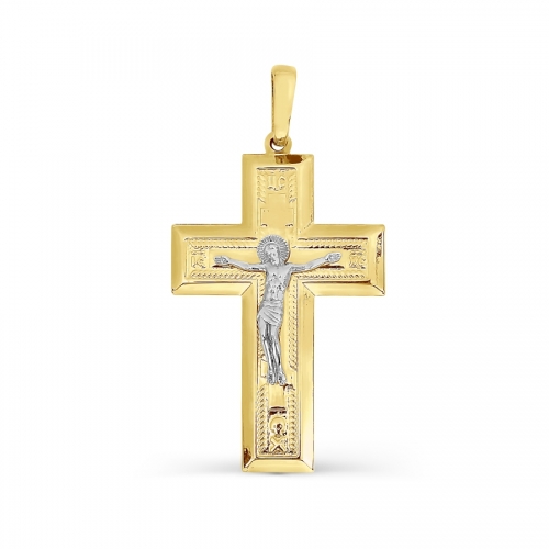 Крестик из желтого золота  без вставок