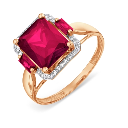 Золотое кольцо с бриллиантами, рубинами