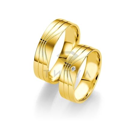 Т-27442 золотые парные обручальные кольца (ширина 6 мм.) (цена за пару)