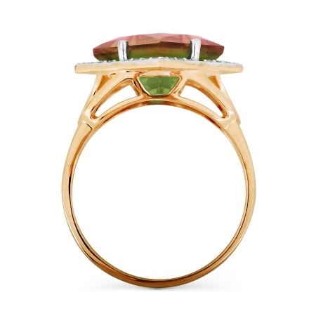 Т143016576 золотое кольцо с султанитом ситалл, фианитами
