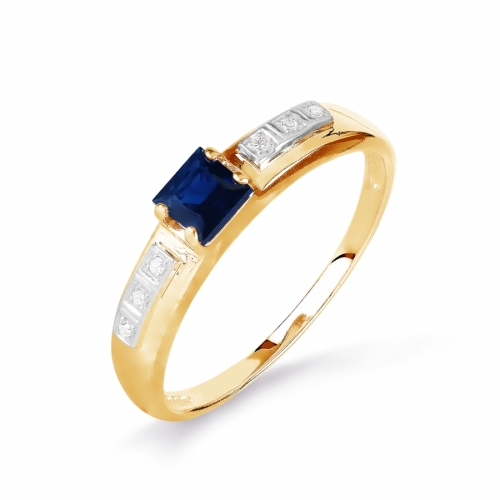 Ювелирный завод Топаз Золотое кольцо с сапфиром, бриллиантами