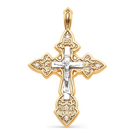 3510-100 мужской золотой крестик в кельтском стиле с бриллиантами