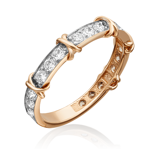 Женское кольцо из красного золота с фианитами