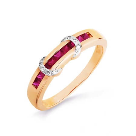 Т141016264-01 золотое кольцо с рубинами и бриллиантами
