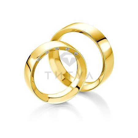 Т-28810 золотые парные обручальные кольца (ширина 6 мм.) (цена за пару)