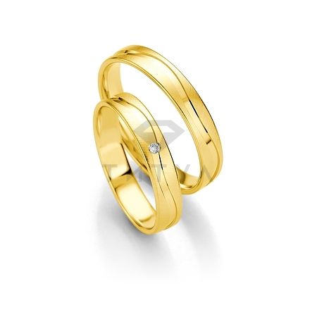 Т-26864 золотые парные обручальные кольца (ширина 4 мм.) (цена за пару)