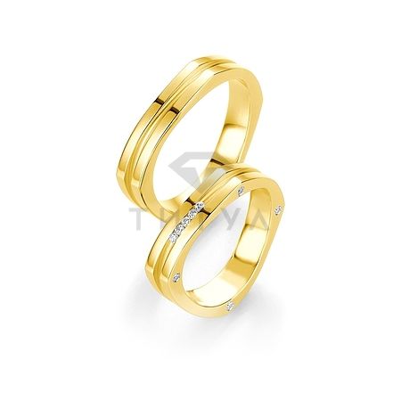 Т-28495 золотые парные обручальные кольца (ширина 6 мм.) (цена за пару)