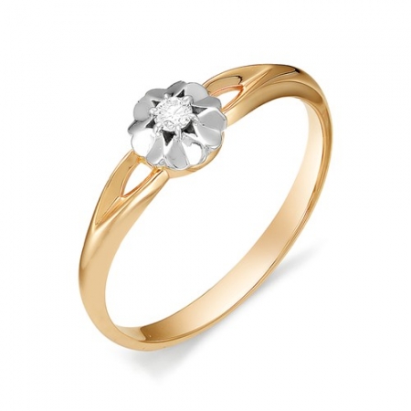 Золотое кольцо с одним бриллиантом
