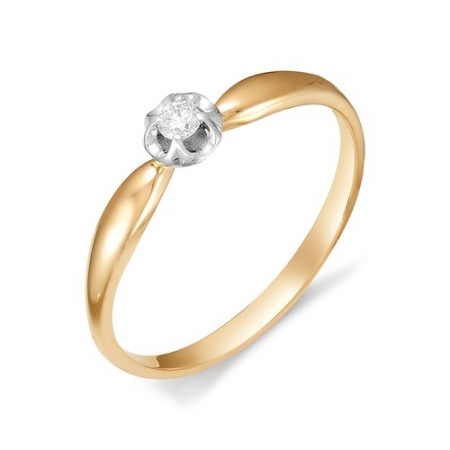11798-100 золотое кольцо с одним бриллиантом