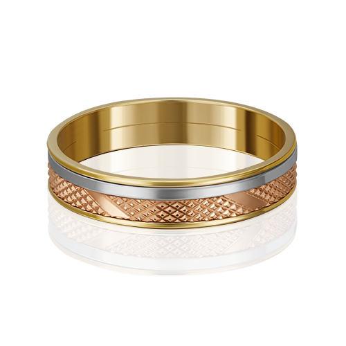 Золотое обручальное кольцо без камней с алмазной гранью