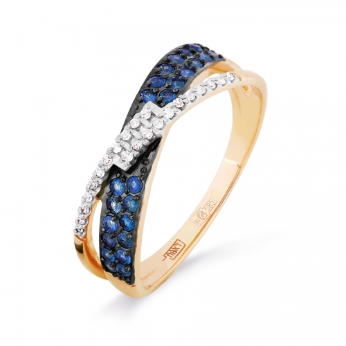 Ювелирный завод Топаз Золотое кольцо с сапфирами, бриллиантами
