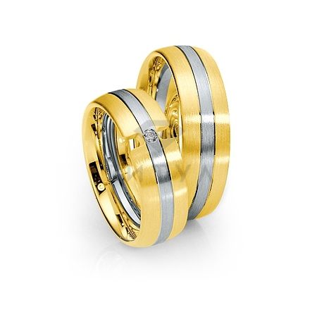 Т-28604 золотые парные обручальные кольца (ширина 7 мм.) (цена за пару)