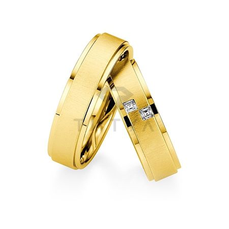 Т-28702 золотые парные обручальные кольца (ширина 6 мм.) (цена за пару)