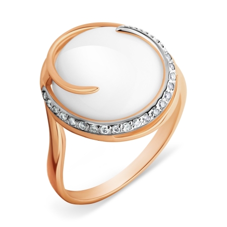 Т142014418-01 золотое кольцо с ониксом и фианитами