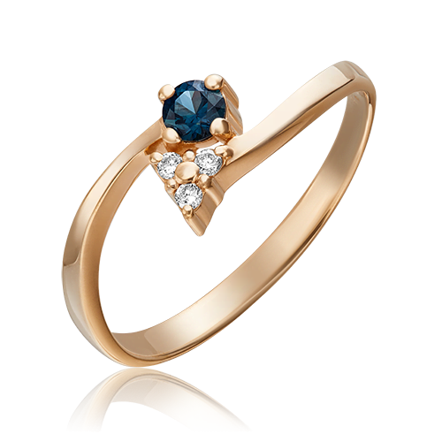Ювелирный завод «Платина» Золотое кольцо с сапфиром и бриллиантами