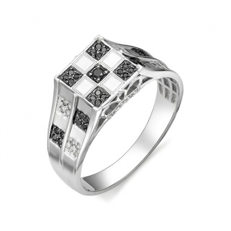11838-213 мужское кольцо с черными бриллиантами