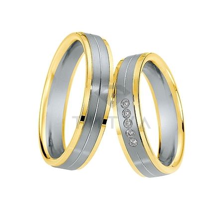 Т-28361 золотые парные обручальные кольца (ширина 5 мм.) (цена за пару)
