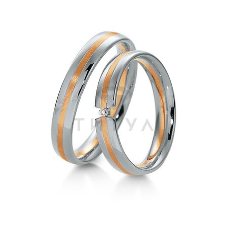 Т-27383 золотые парные обручальные кольца (ширина 4 мм.) (цена за пару)