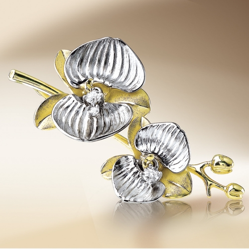 Ювелирный завод Топаз Подвеска Цветы из белого золота с бриллиантами