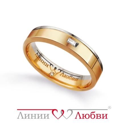 Л22101068 кольцо обручальное из комбинированного золота с бриллиантами