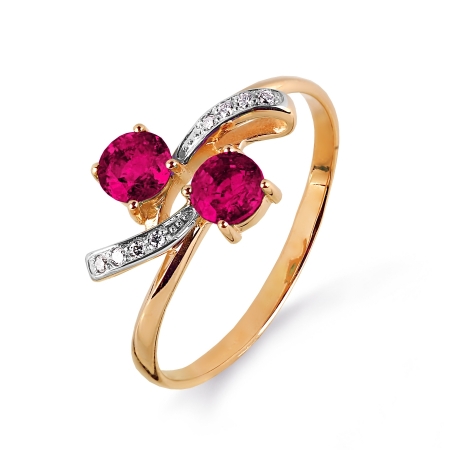 Т141014988 золотое кольцо с рубином и бриллиантом