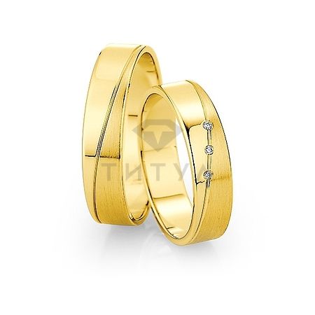 Т-26948 золотые парные обручальные кольца (ширина 5 мм.) (цена за пару)