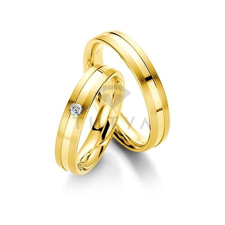 Т-27286 золотые парные обручальные кольца (ширина 4 мм.) (цена за пару)
