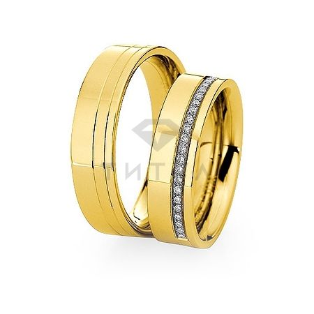 Т-28579 золотые парные обручальные кольца (ширина 6 мм.) (цена за пару)