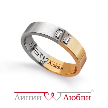 Л41131012 кольцо обручальное из комбинированного золота с бриллиантами