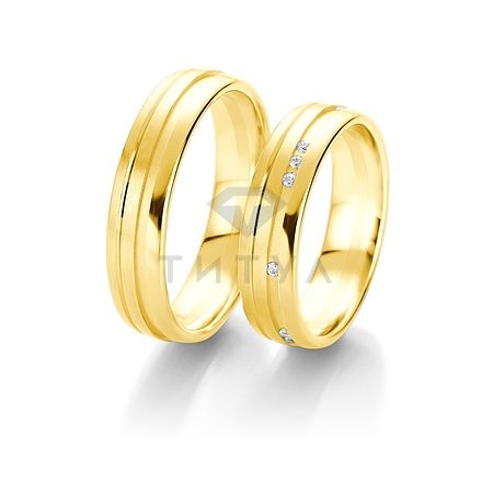 Т-28223 золотые парные обручальные кольца (ширина 5 мм.) (цена за пару)