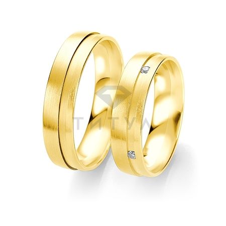Т-28212 золотые парные обручальные кольца (ширина 5 мм.) (цена за пару)