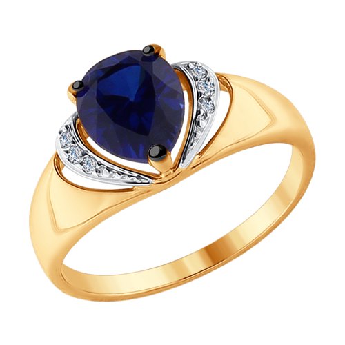 Кольцо из золота с бриллиантами и синим корундом