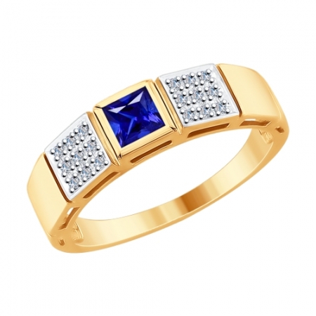 Россия Кольцо из золота с бриллиантами и синим корундом