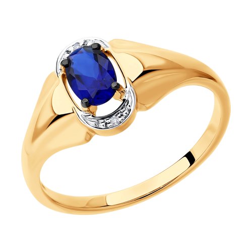 SOKOLOV Кольцо из золота с бриллиантами и синим корунд (синт.)
