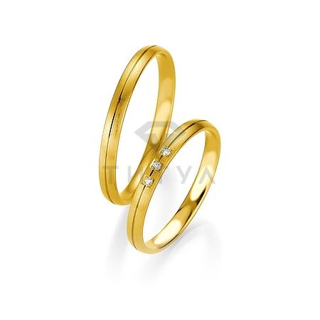 Т-26805 золотые парные обручальные кольца (ширина 2 мм.) (цена за пару)