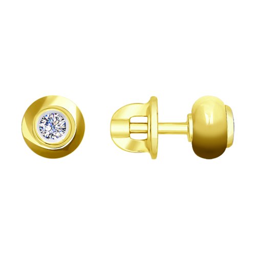 SOKOLOV Серьги из желтого золота с бриллиантами и керамическими вставками
