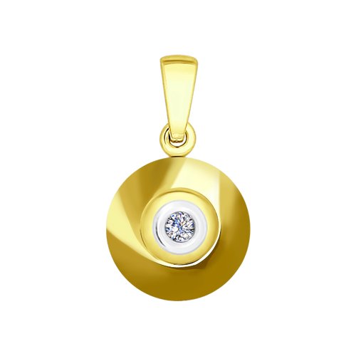SOKOLOV Подвеска из желтого золота с бриллиантом и керамической вставкой