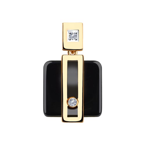 SOKOLOV Подвеска из золота с бриллиантами и чёрными керамическими вставками