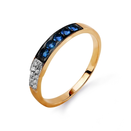 Ювелирный завод Топаз Золотое кольцо с сапфирами и бриллиантами