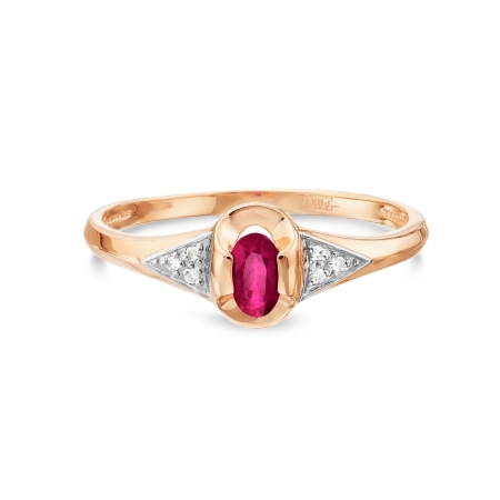 Т141017216 золотое кольцо с рубином и бриллиантом