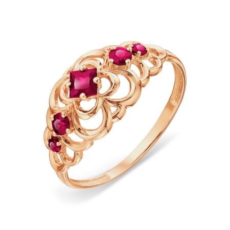 Ювелирный завод Топаз Золотое кольцо с рубинами